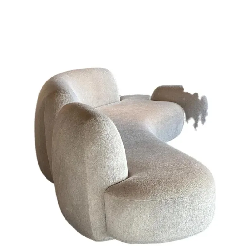 

Stone sofa cream style living room home aesthetics velvet fabric small cloud sofa