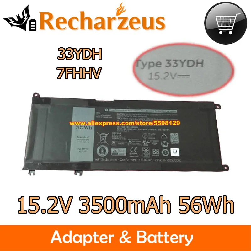 

Original 15.2V 56Wh 33YDH Battery 7FHHV PVHT1 For Dell Inspiron 17 G3 15 3579 G5 5587 G7 7588 VOSTRO 15-7580 Latitude 3500