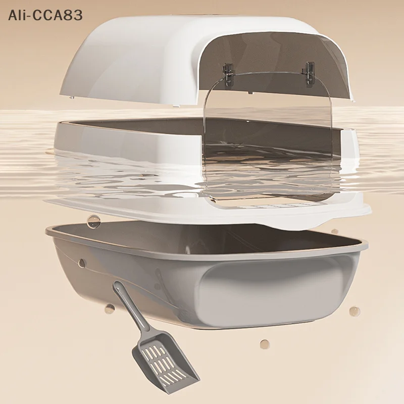 كبير PP صندوق نفايات القط مغلق بالكامل التحكم في الرائحة مرحاض القطط سهلة التنظيف مقلاة نفايات مكافحة تتبع مستلزمات الحيوانات الأليفة #2