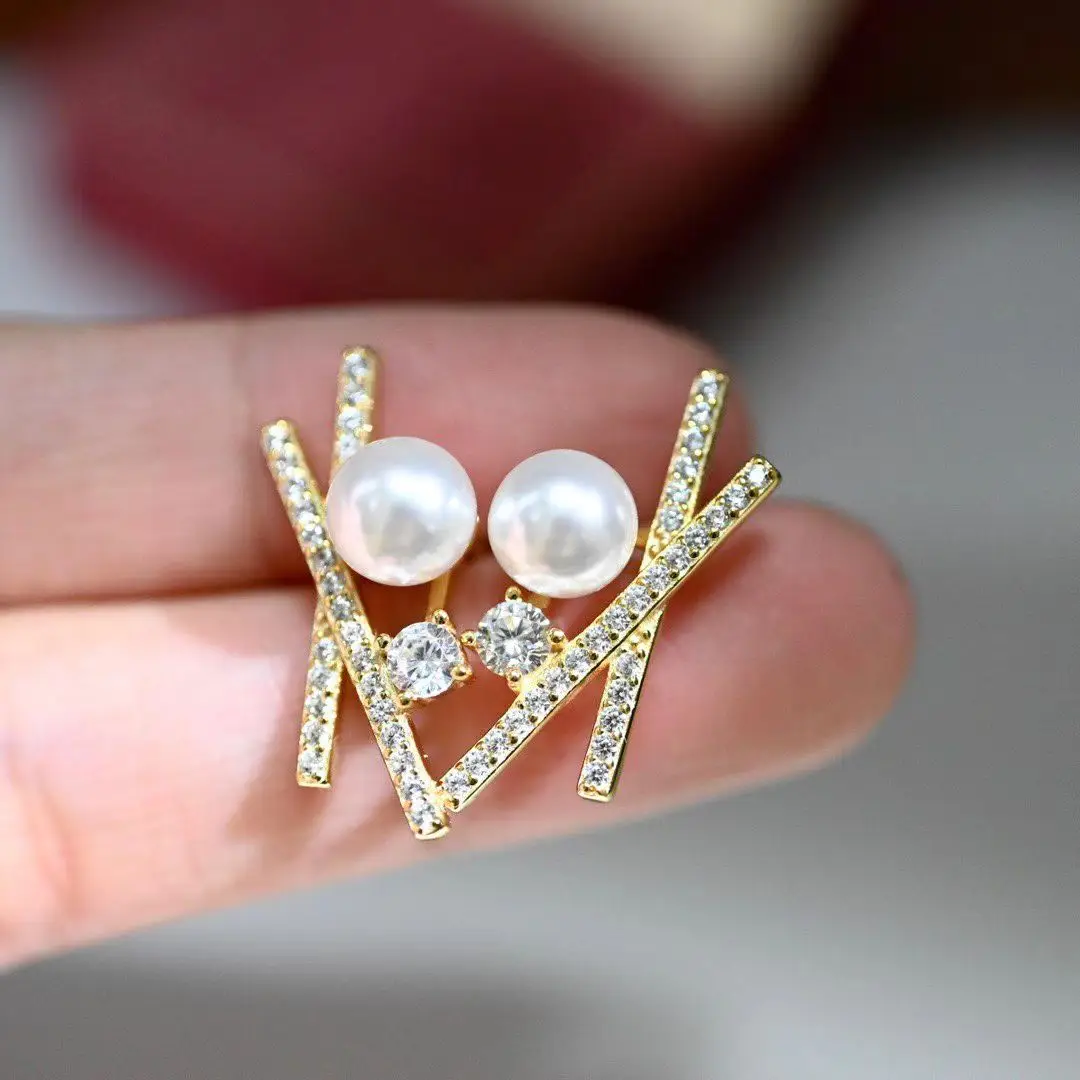 

Wholesale S925 Sterling Silver Earrings Mount Findings Settings Base Mounting Parts Accessory for 6-7mm Pearls 5 pairs/lot