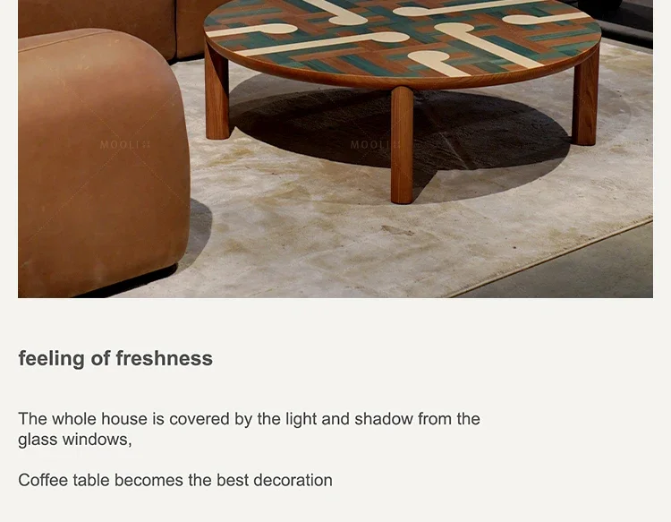 Журнальный столик из цельного дерева в средневековом стиле, комбинированный журнальный столик для гостиной, дома, простой дизайнерский круглый журнальный столик для маленькой квартиры