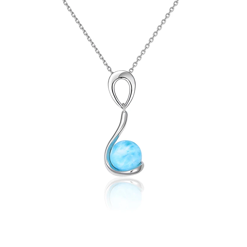 2021 الاتجاه الجديد الكلاسيكية سحر 925 فضة مجوهرات هدايا الرجعية البيضاوي الطبيعية الثمينة لاريمار قلادة قلادة للمرأة #6