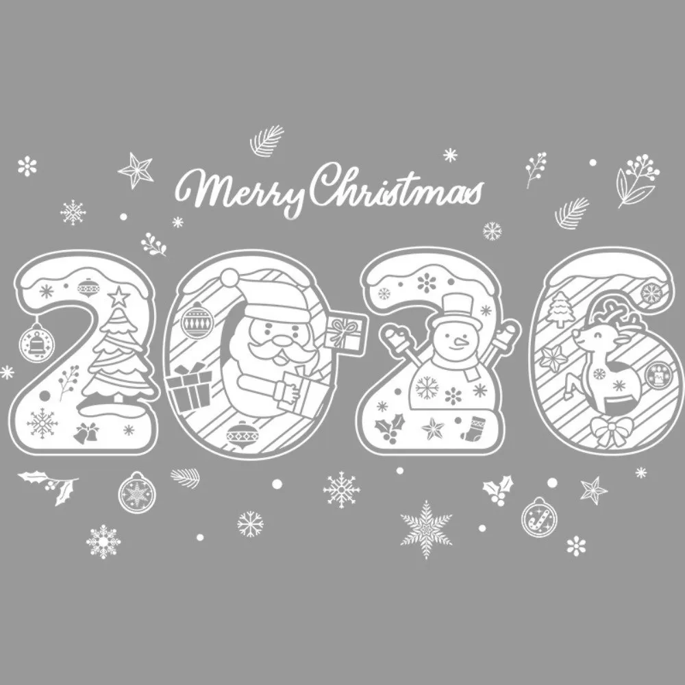 2026 عيد الميلاد نافذة ملصق سانتا كلوز نمط ندفة الثلج عزر مهرجان ملصق حفلة السنة الجديدة تصميم الأيائل ثلج