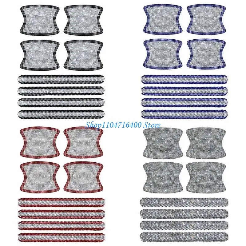 

y1gd 8 Pcs Car Rhinestones Door Handle Cover Wrap Protector Sticker Decal Premium Durable Reflective