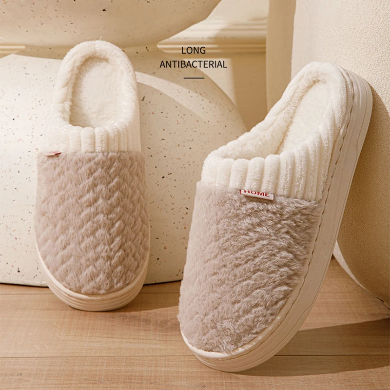 

Faux Rabbit Fur Slippers for Women & Men - Plush Winter House Shoes with Thick Sole, Cloud Comfort Couple Slides for Indoor Home