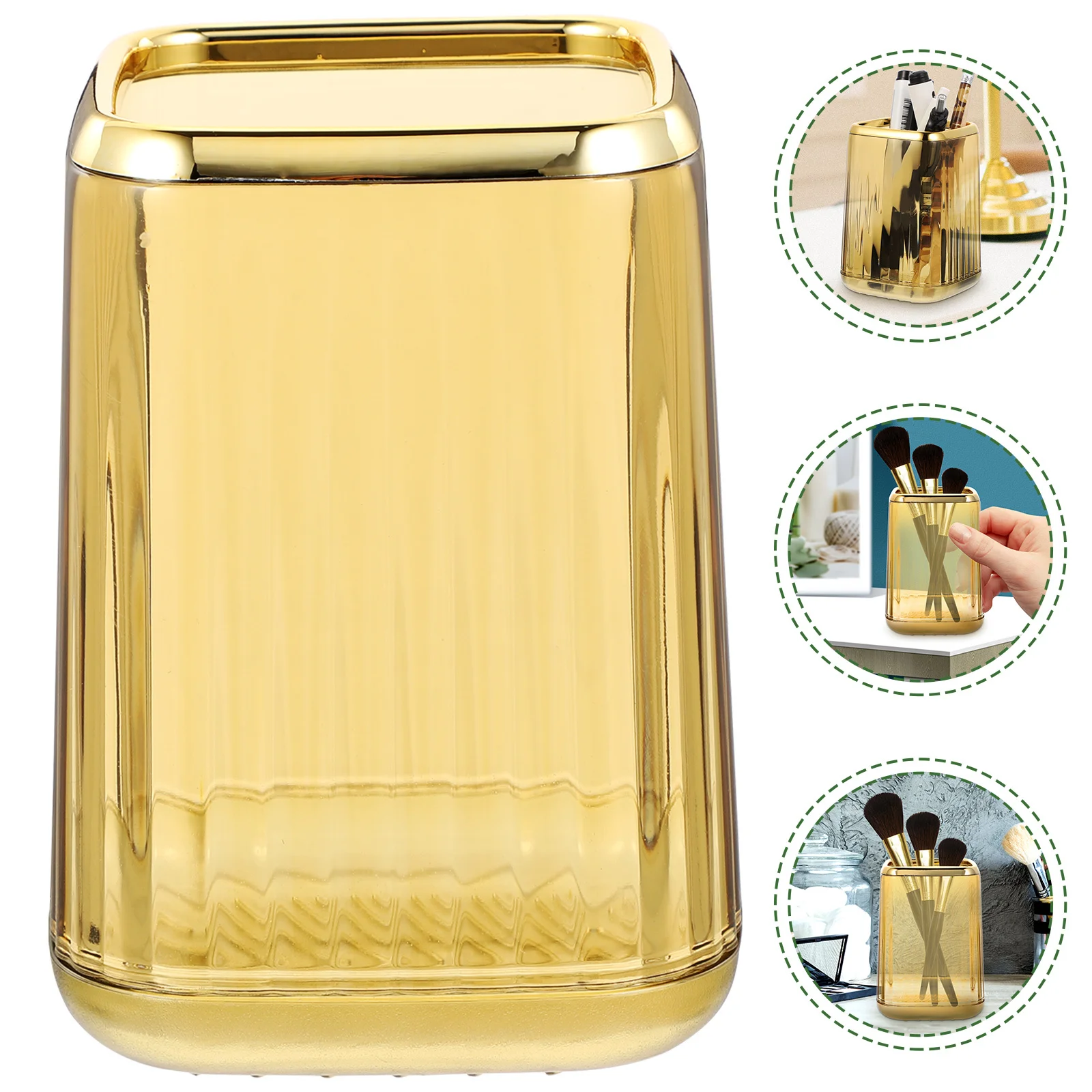 

Bookshelf Storage Tube Makeup Brush Holder Organizer Pen Cup Brush Pot Multifunctional Desktop Holder For Vanity