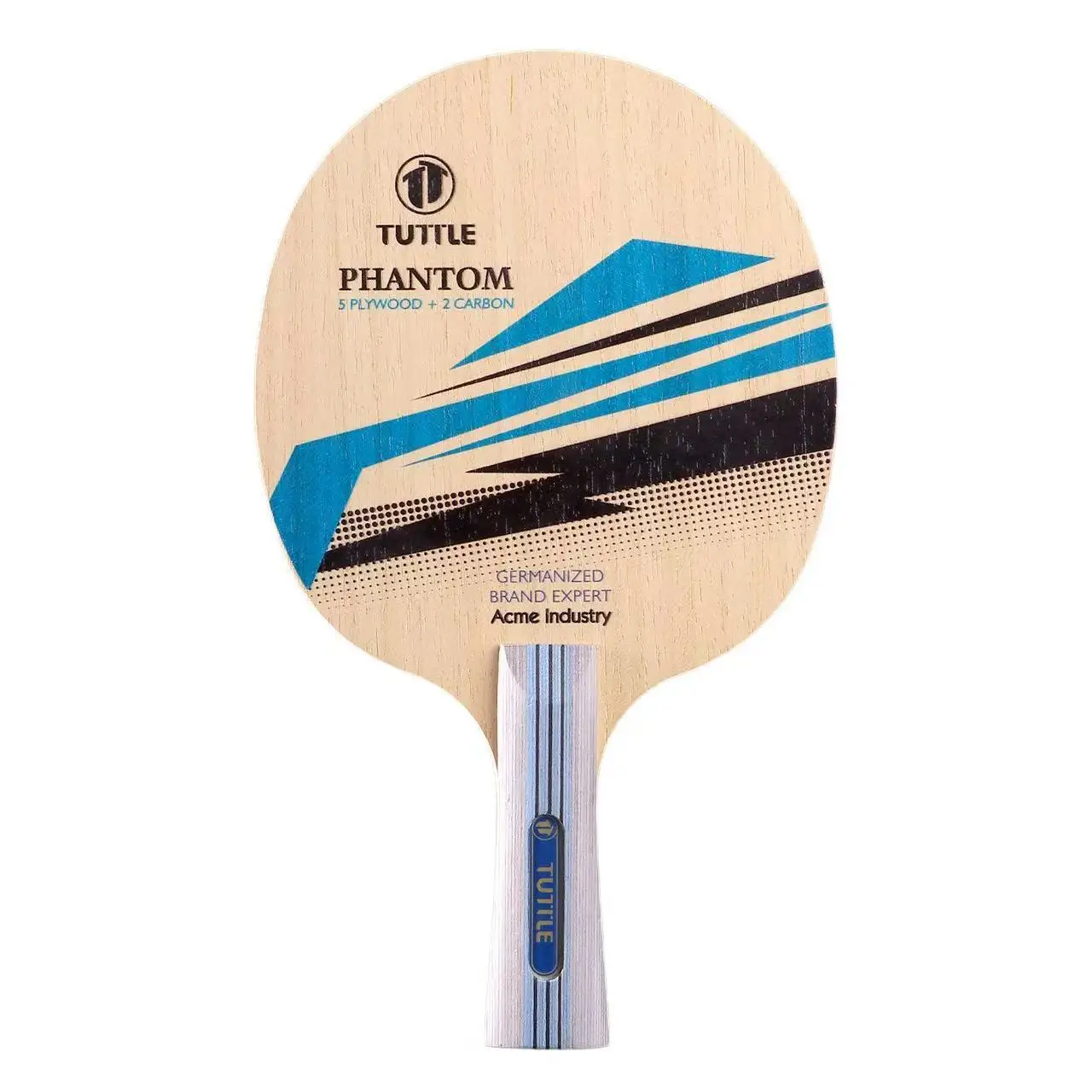 TUTTLE | Phantom model | Table Tennis Blade | 5-Wood + 2-Carbon Inner Construction | Shakehand Handle | Non‑Gift‑Box Packaging