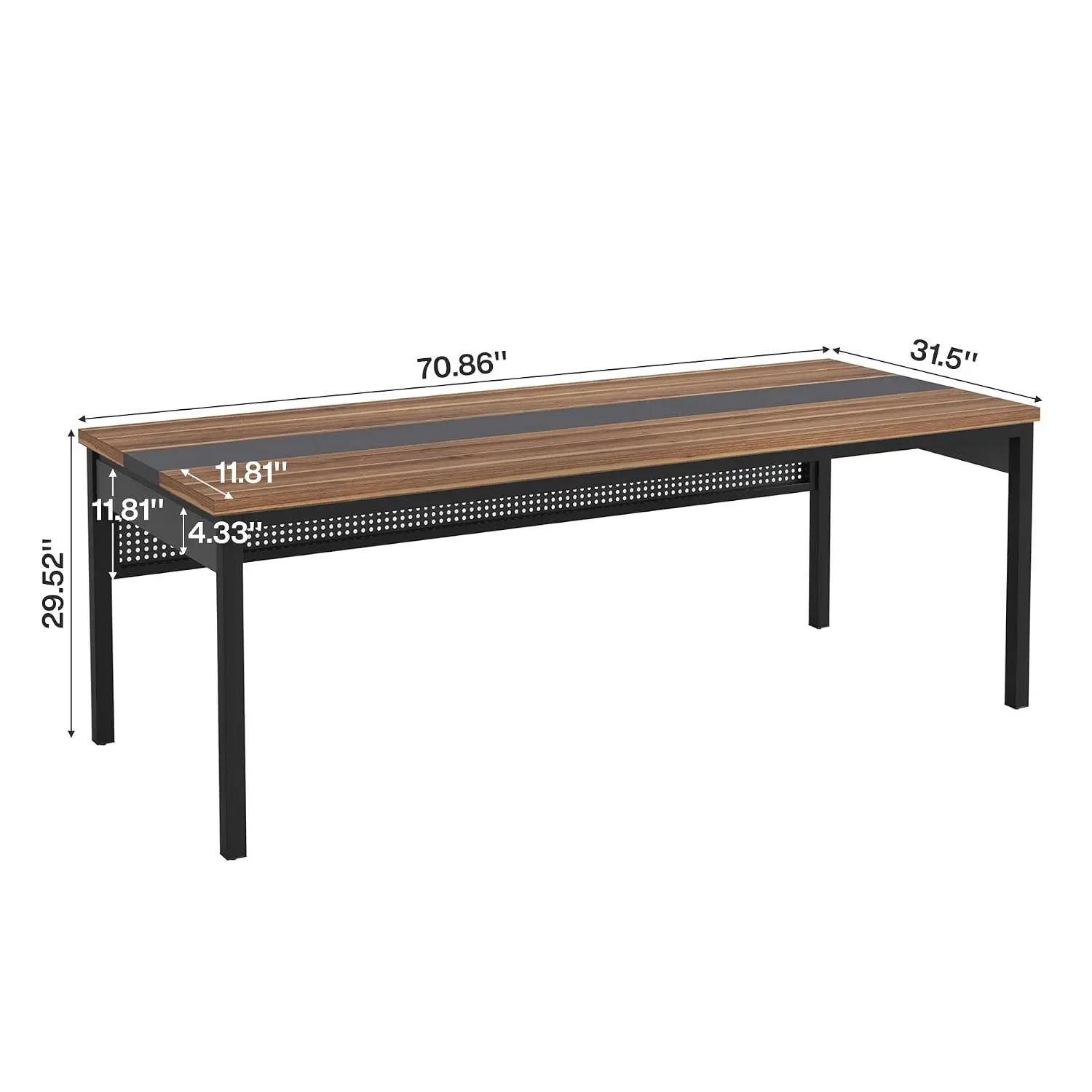 Executive Desk Computer Workstation Laptop Study Table Business Furniture Home Office 70.8 Inch Brown & Black, Customized