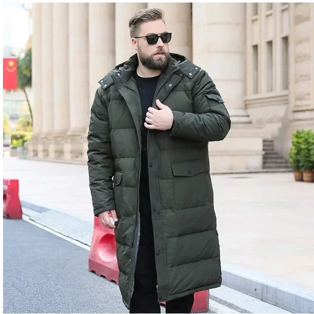 Winter new large size men\'s down jacket stand collar lengthened over the knee warm coat winter down jacket size 10XL