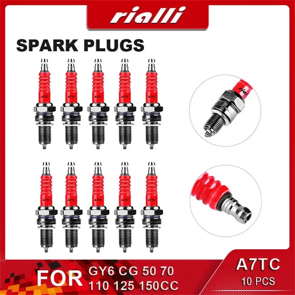 

10PCS Racing Spark Plugs Single Electrode A7TC For GY6 CG 50CC 70CC 110CC 125CC 150CC Motorcycles ATV Scooters Dirt Bikes Kart