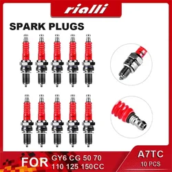 10PCS Racing Spark Plugs Single Electrode A7TC For GY6 CG 50CC 70CC 110CC 125CC 150CC Motorcycles ATV Scooters Dirt Bikes Kart