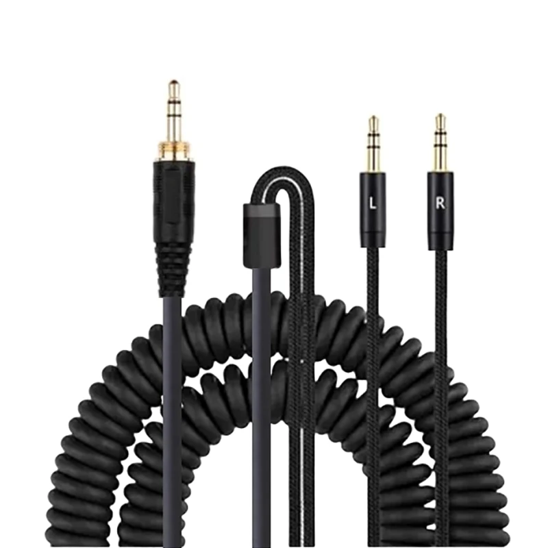 

3.5mm to 2x2.5mm Headset Cable with 6.35mm Adapter for Tracks V10 V12X3 Headphones Coiled Wire 74.8in Unstretch Length