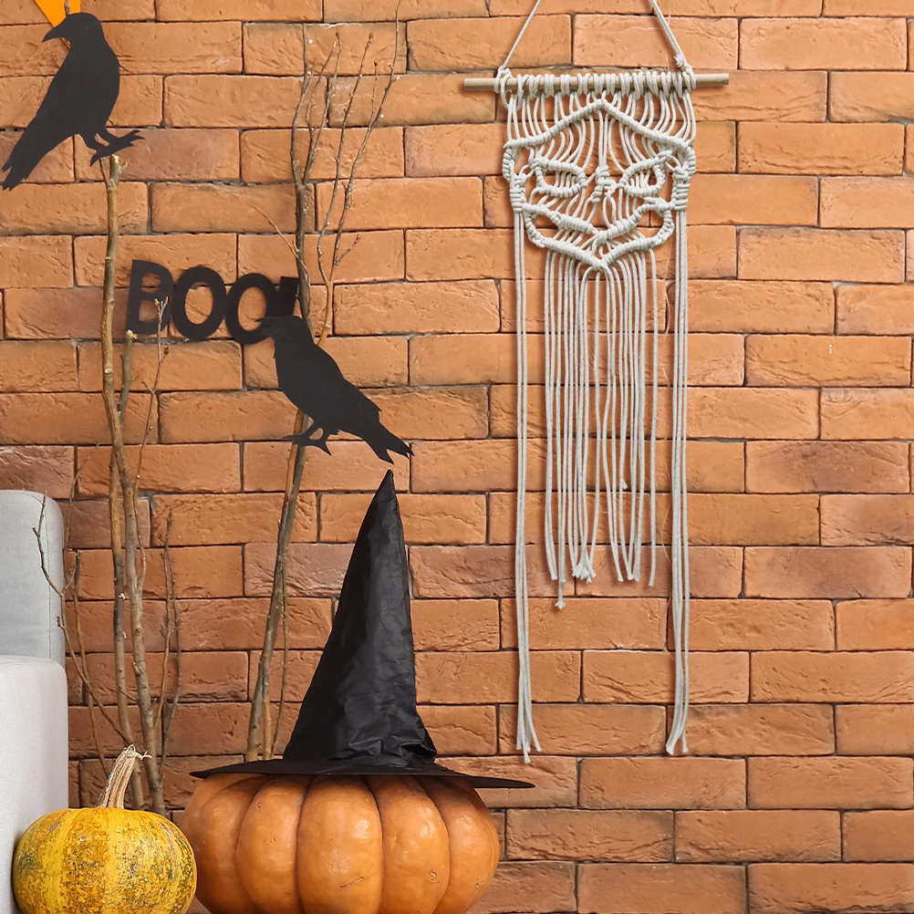 

Decorations Skull Pendant Macrame Woven Wall Hanging Macramé Tassel Tapestry Handmade