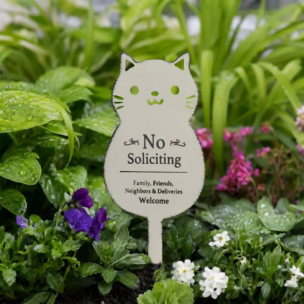 Mini Garden Decorations Metal Plant Pick Metal Cat Garden Stake Rust-resistant Plant Label Pre-distressed Decorative for Indoor