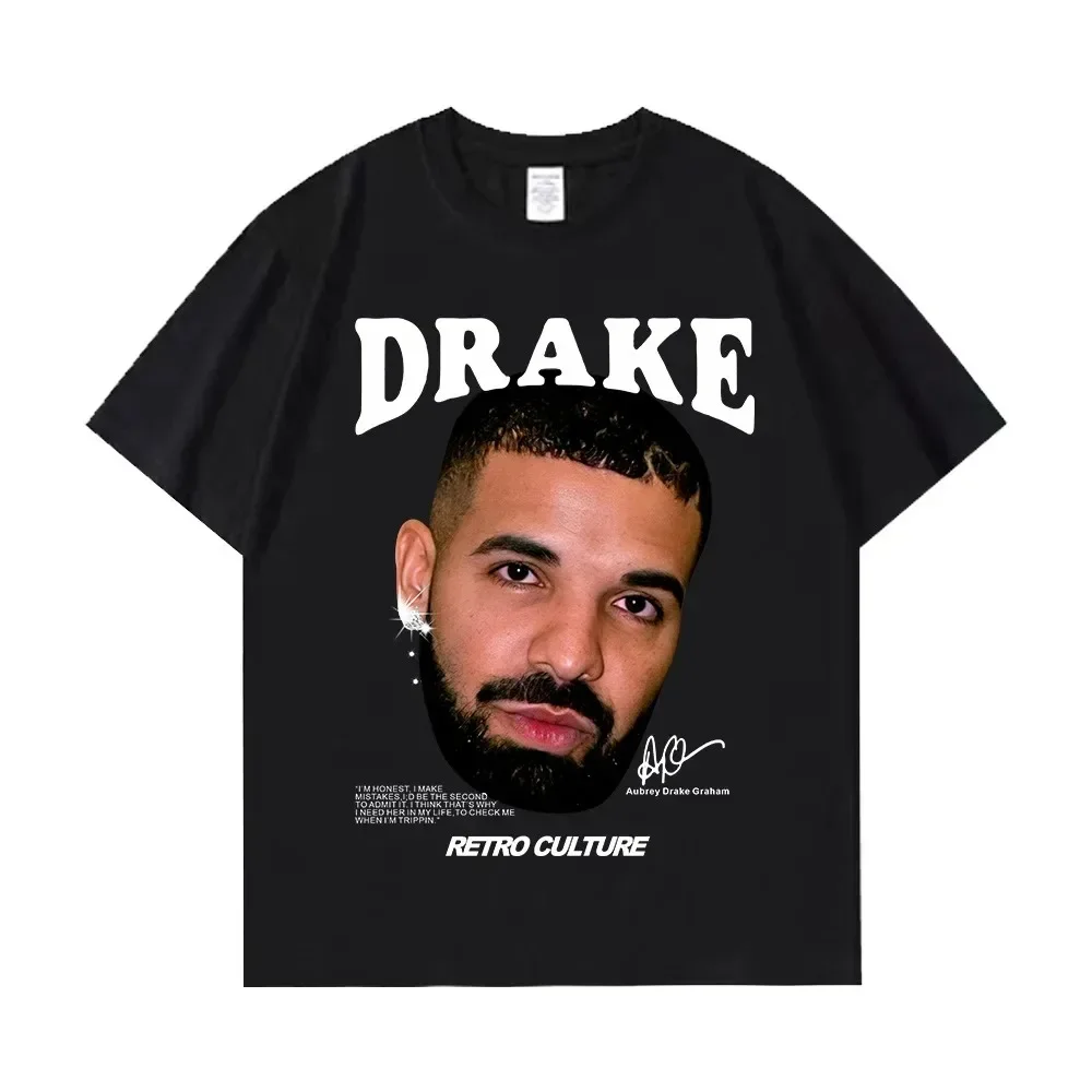 Rapper Drizzy Drake Print Men Women 100% Cotton Oversized Vintage Short Sleeve T-shirts Hip Hop T Shirt Streetwear Tops 80137