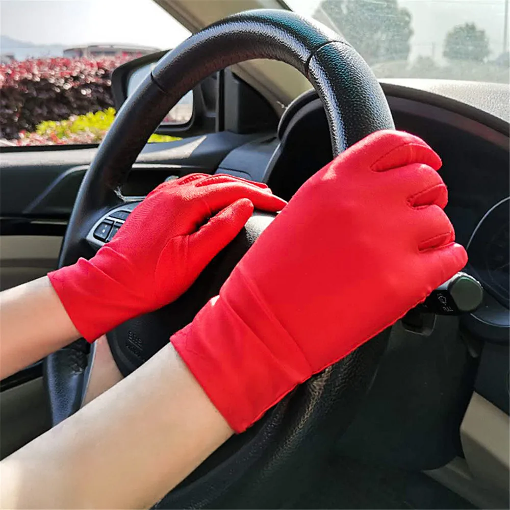 Super Thin Sun Protection Gloves Men Women Fashion Pure Color Etiquette Dance Gloves Elastic Cycling Driving Glove