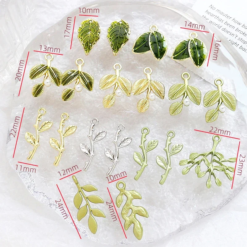 10 Pieces  Alloy Simulated Leaf Pendant  DIY Makes Fashion Jewelry, Finds Necklaces, Bracelets, Earrings, Accessories Materials
