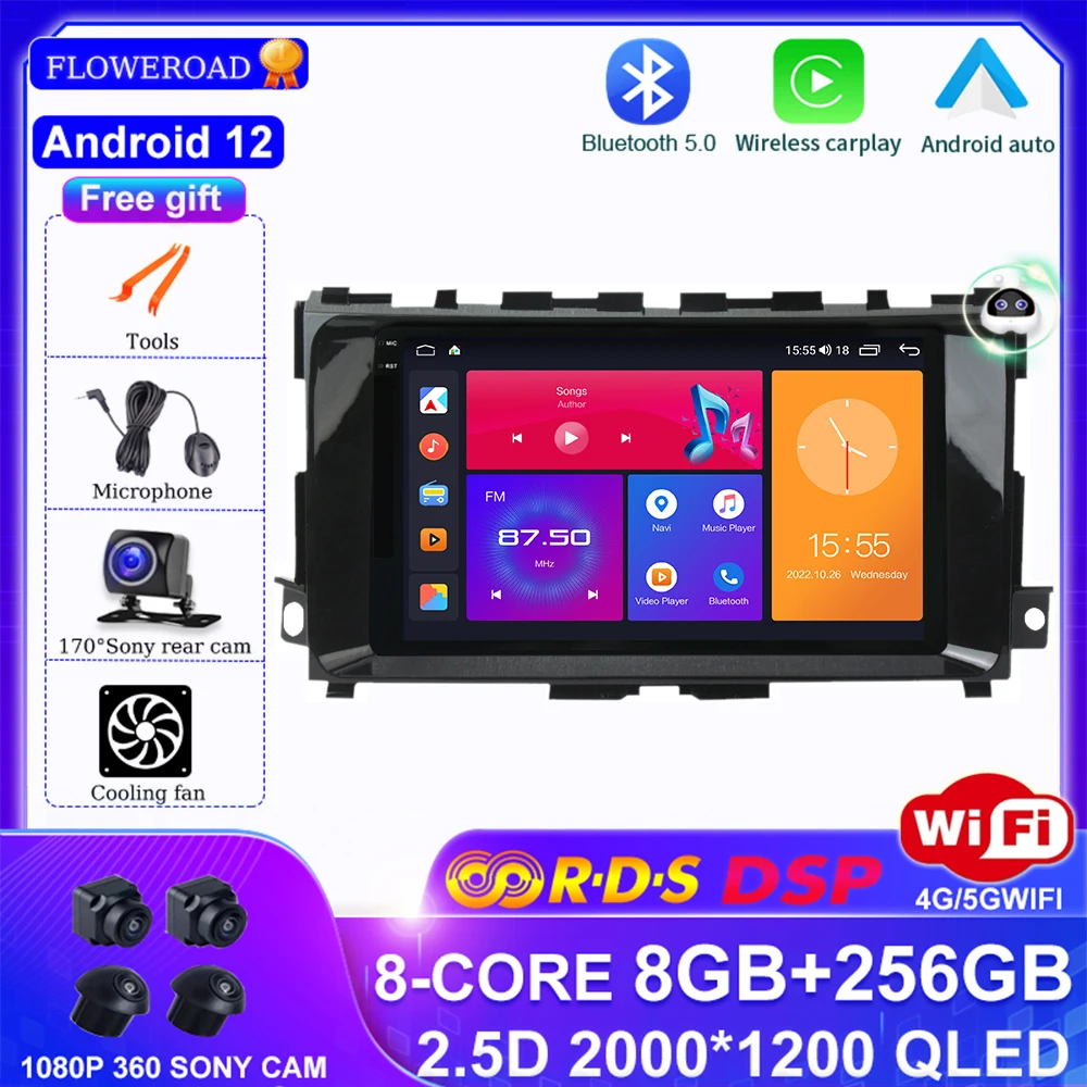 

Android 12 for Nissan Teana 3 Altima 5 L33 2013 - 2020 GPS Navigation Car Multimedia Player Radio BT 5.0 QLED DSP Carplay Auto