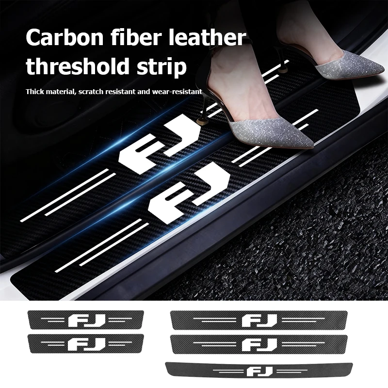 For Toyota High-quality Carbon Fiber Car Door Sill Protector Strip Decorative Sticker Accessories FJ Cruiser Prado 150 V8 200