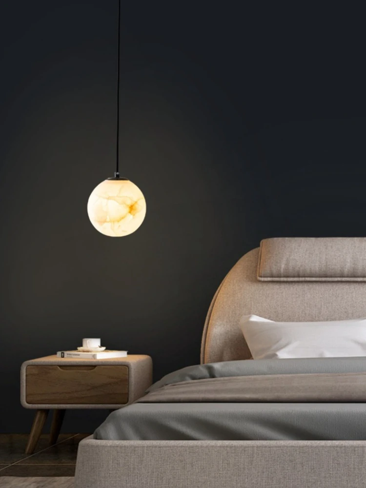 Europäischer Moderner Einfacher LED-Marmor-Kronleuchter Schlafzimmer Nachttischlampe Wohnzimmer Bar Veranda Beleuchtung Lampen
