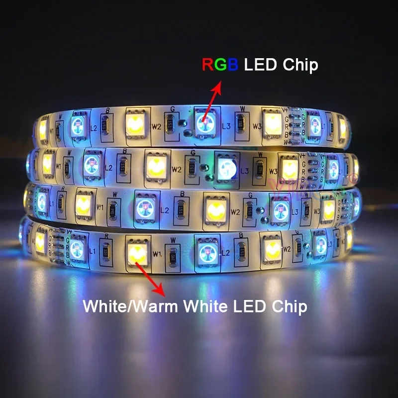 12V Dc 5M Rgb/Rgbw/Rgbww/Rgb + Cct Led Strip 60Leds/M Smd 5050 Rgb Cct Flexibele Lichtbalk Rgb + Wit/Warm Wit Lampband Ip30/Ip65
