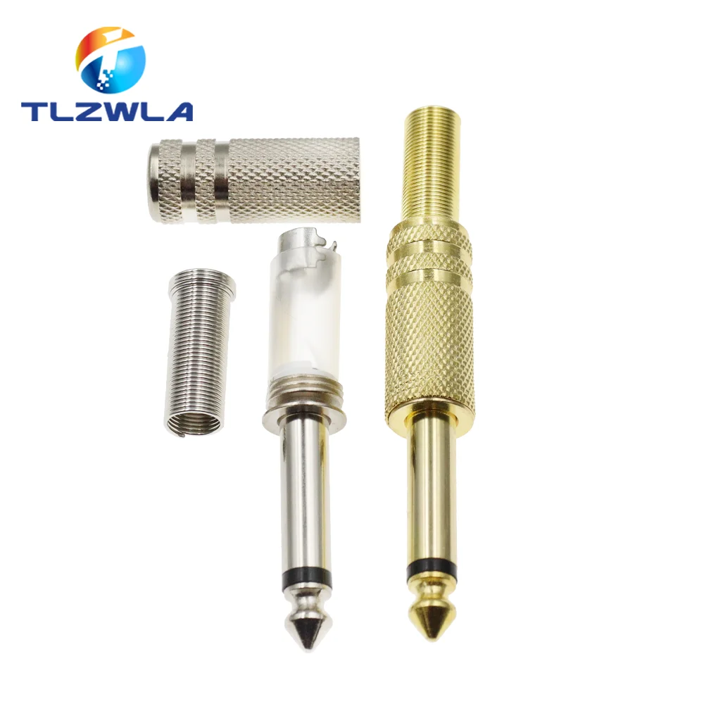 2PCS 6.35mm/6.5mm 2Pole Mono Amplifier Plug 6.35 Stereo Metal Microphone jack plug-in Audio Connector for KTV