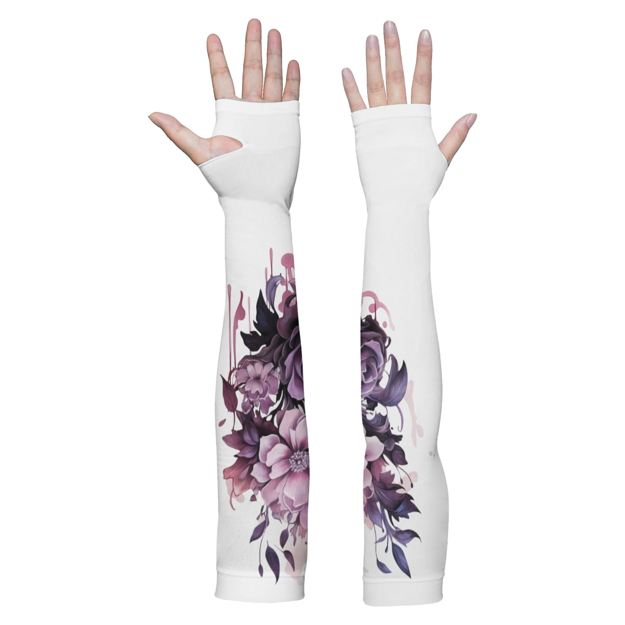 

Elegant Purple Floral Sleeves Comfortable and Lightweight Sleeves Stylish Outdoor Fishing and Running Protective Sleeves