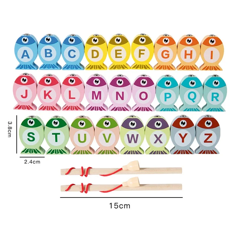Children Wooden Fishing Game Toys Gift Early Education Alphabet Numeric Cognitive Toys Children Interactive Games Toys for Gifts