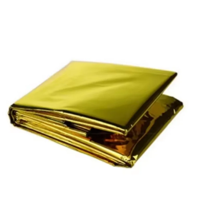 Two-Tone Gold Silver Aluminized Survival Blanket Military Grade Waterproof Windproof Large 130×210cm Heat Reflect Sheet Bulk Pac
