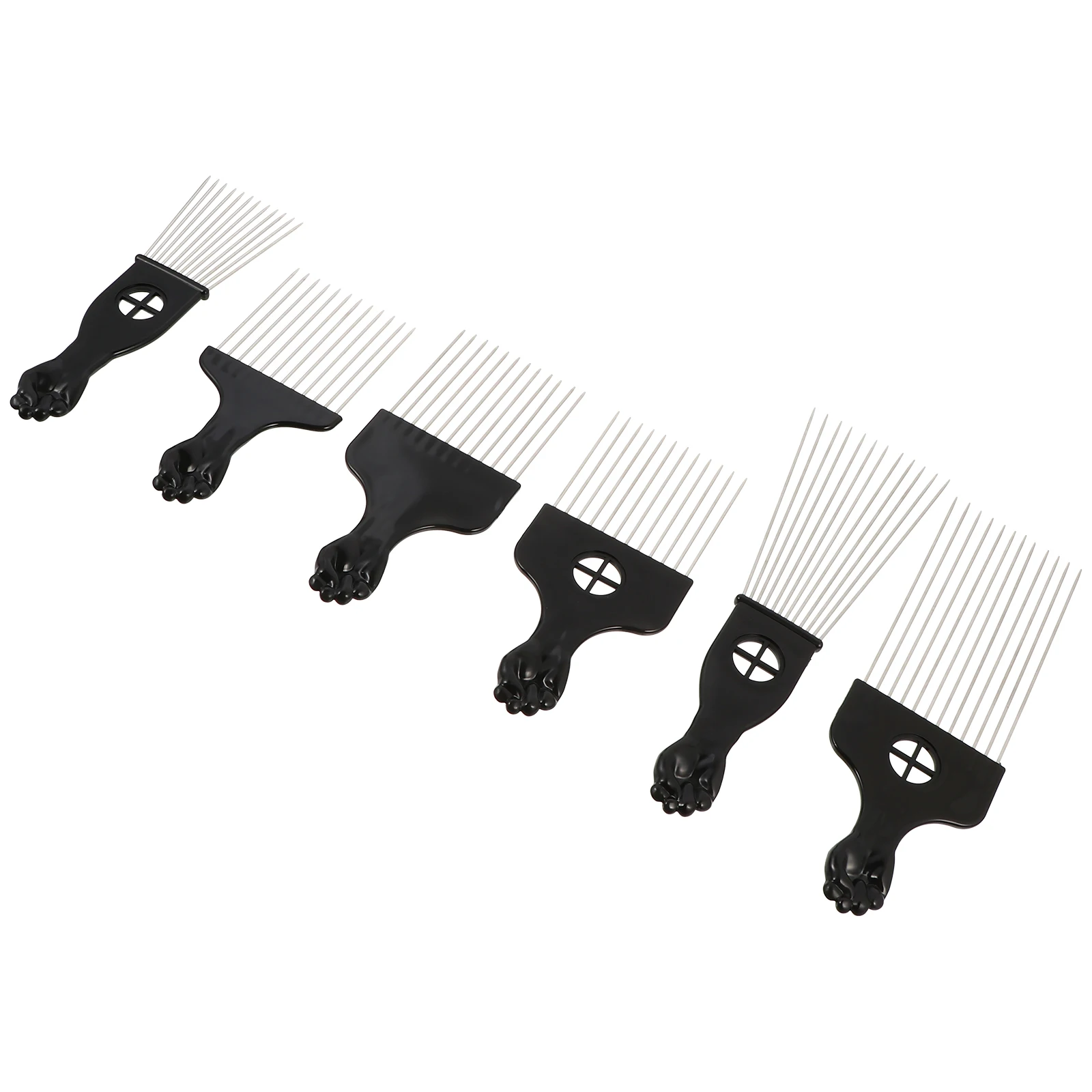 

6 pcs Steel Needle Comb Afro Twisted Hair Pick for Men Durable ABS Stainless Black Curl Natural Hairstyling Salon Use