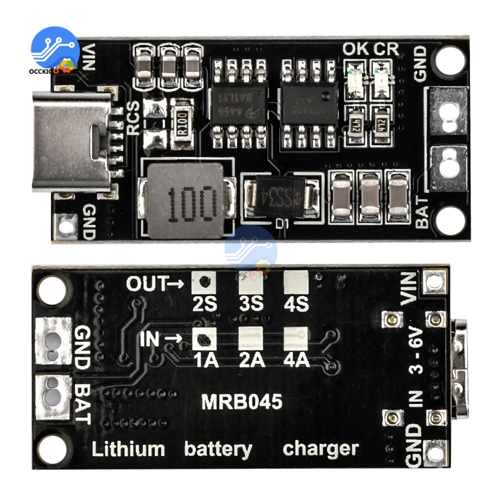 Type-C BMS 2S 3S 4S 1A 2A 4A 18650 Lithium Battery Charger Board With Terminal Step-up Boost Module For Li-Po Polymer Power Bank