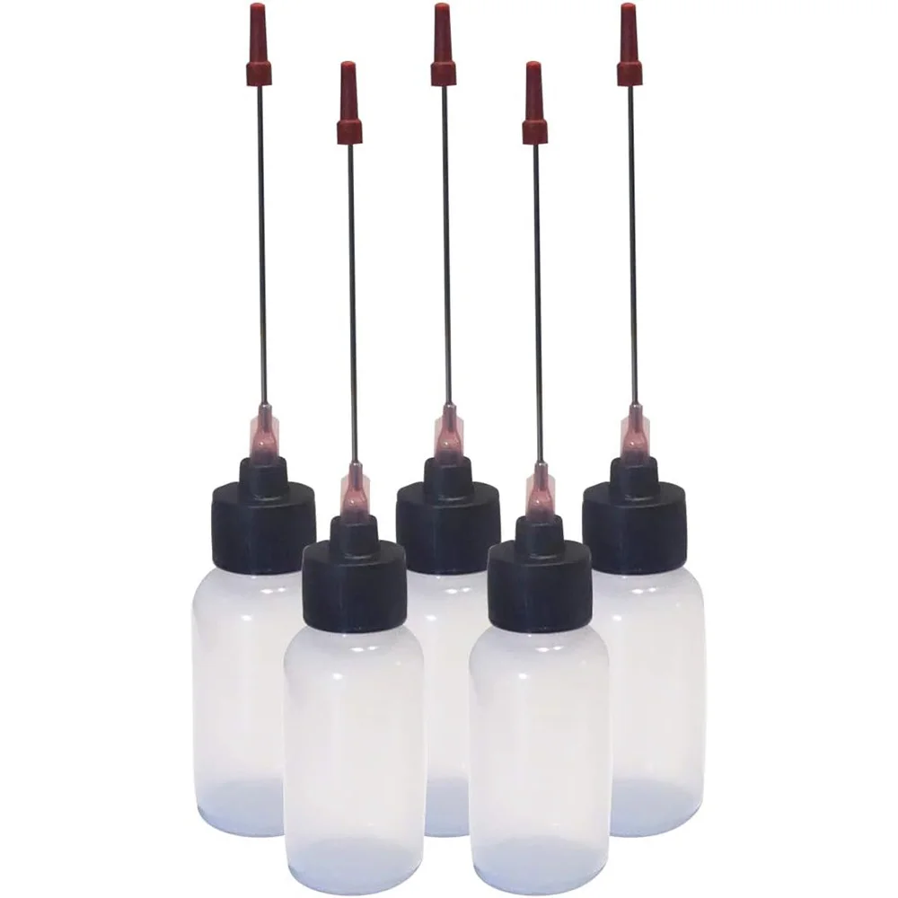 30ml Graduated Dispensing Bottle with Extended Stainless Steel Long Needle Tip, Red Cap Anti-Clogging Needle-Type Dispensing Bottle, Industrial Ink Glue Lubricant Reagent Manual Oiling Dispensing Tool