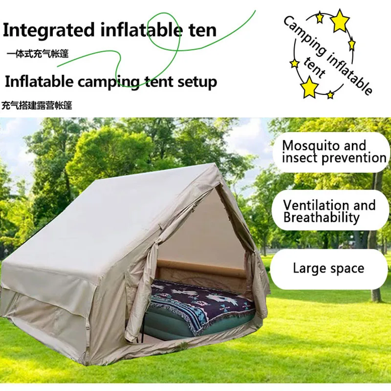 Inflatable Summer Camping Tent Hand Pump 4-6 Person Waterproof Glamping Tent Featuring Quick Automatic Opening Oxford+PVC