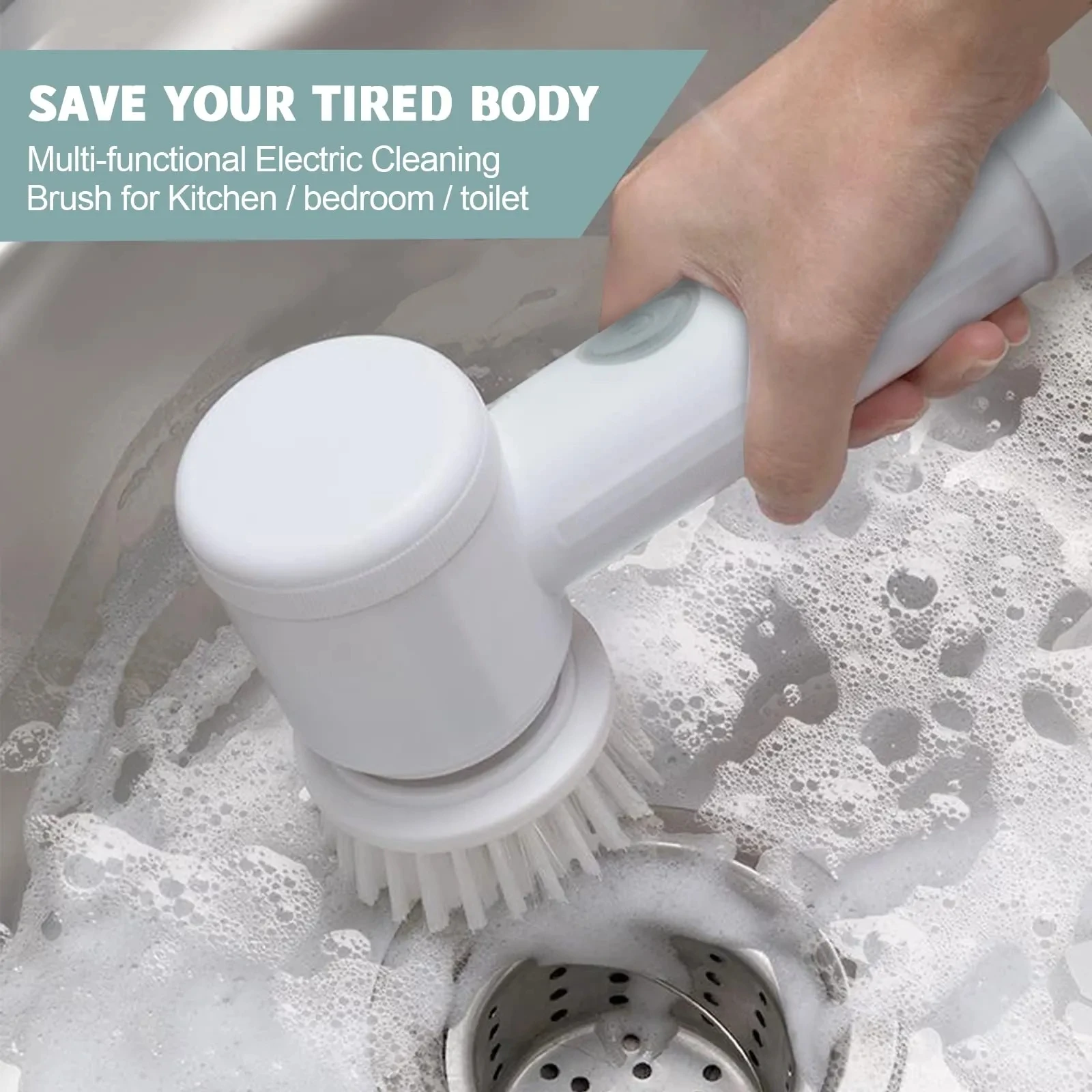 Electric Cleaning Brush Wireless Kitchen Bathroom Household Cleaning Brush Rechargeable Rotary Scrubber IPX7 Waterproof