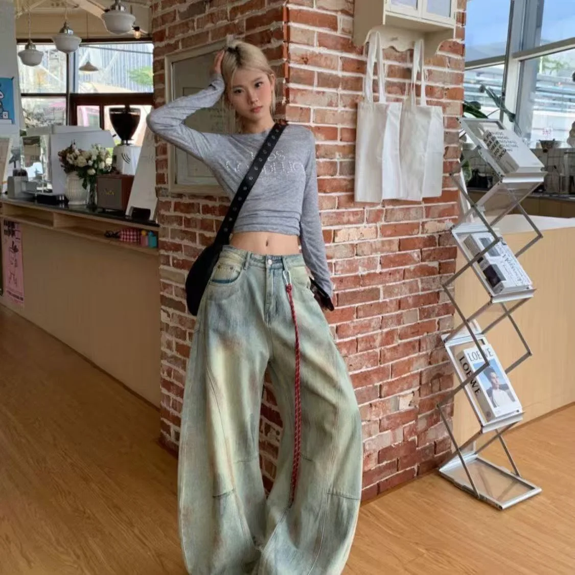 Women's Light Blue Y2k Baggy Jeans Harajuku Aesthetic Japanese  Style Denim Trousers Vintage Cargo Pants Trashy Clothes New