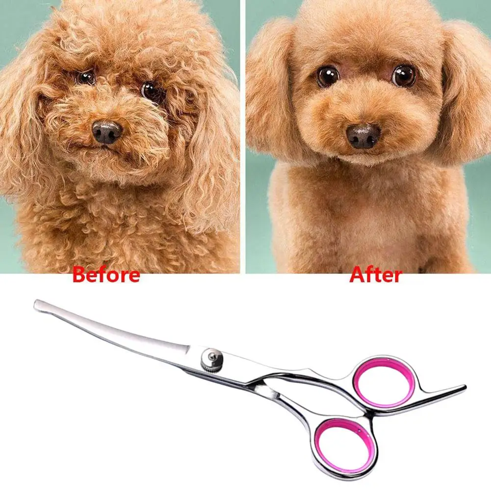 Professional Dog Hairdressing Scissors, Stainless Steel Curved Gromming Grooming Scissors For Dogs Pets P6X5