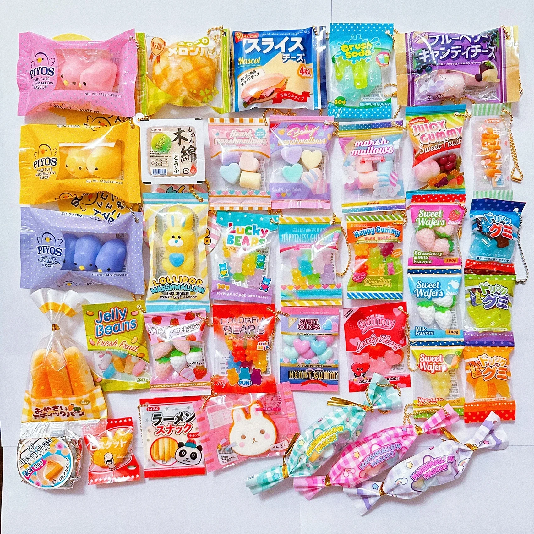 Capsule Toy Tiny Candy Squishy Jelly Bean Gummy Bear Candy Bag Mini Food Toy Keychain Mini Bag Pendant Accessories Gift Toy