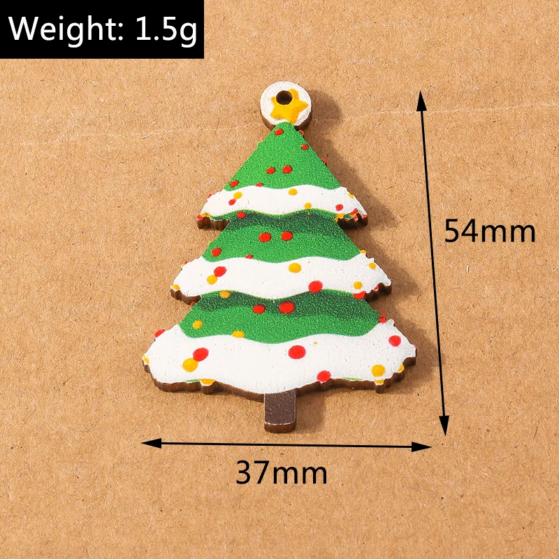 10 stücke Holz Weihnachten Charme für Schmuck machen Wasser tropfen Form Elch Santa Claus Anhänger DIY Halskette Ohrring Weihnachten Geschenk liefert – Detail 12