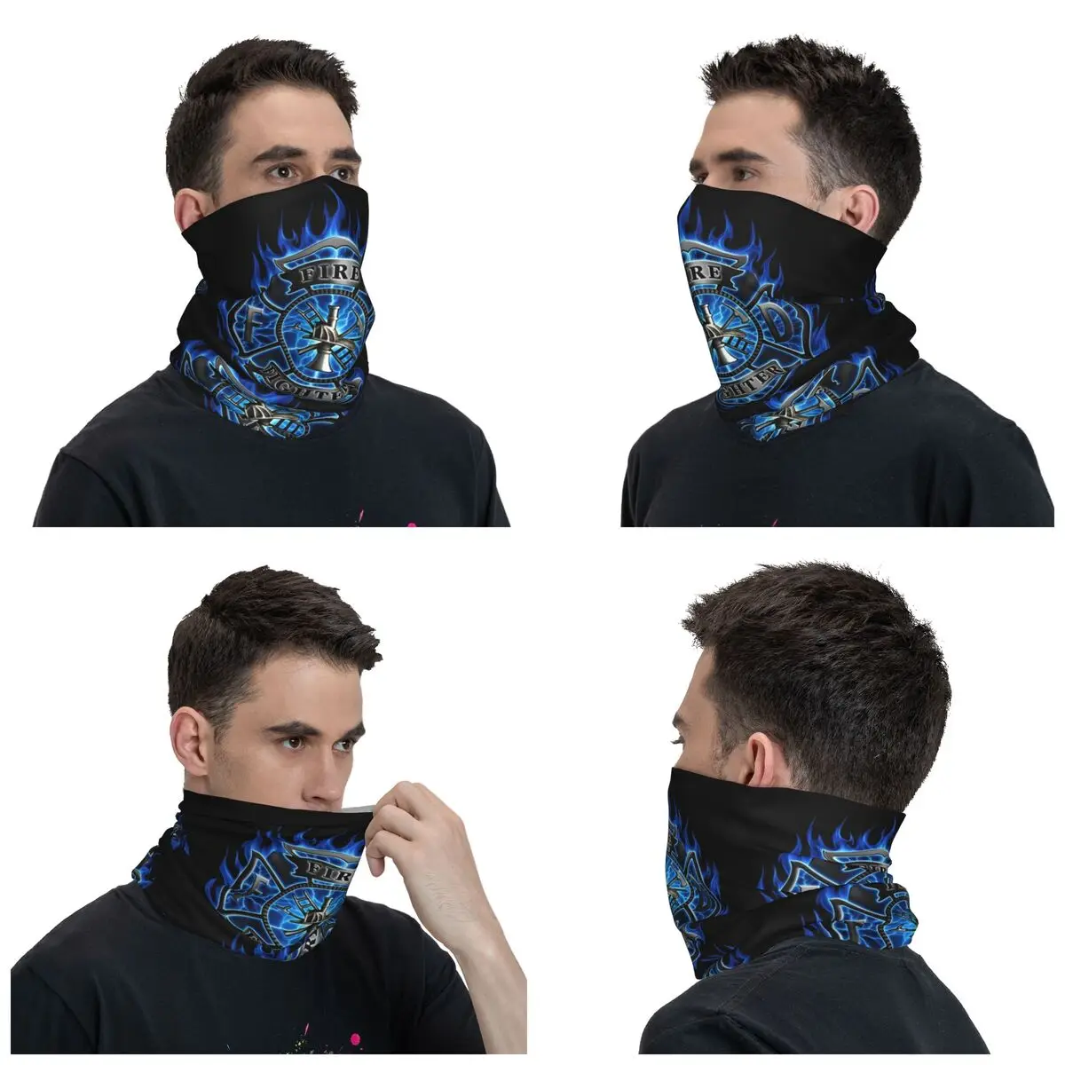 Blue Firefighter Logo Bandana Neck Cover Printed Fire Rescue Mask Scarf Multi-use Face Mask Cycling Unisex Adult All Season