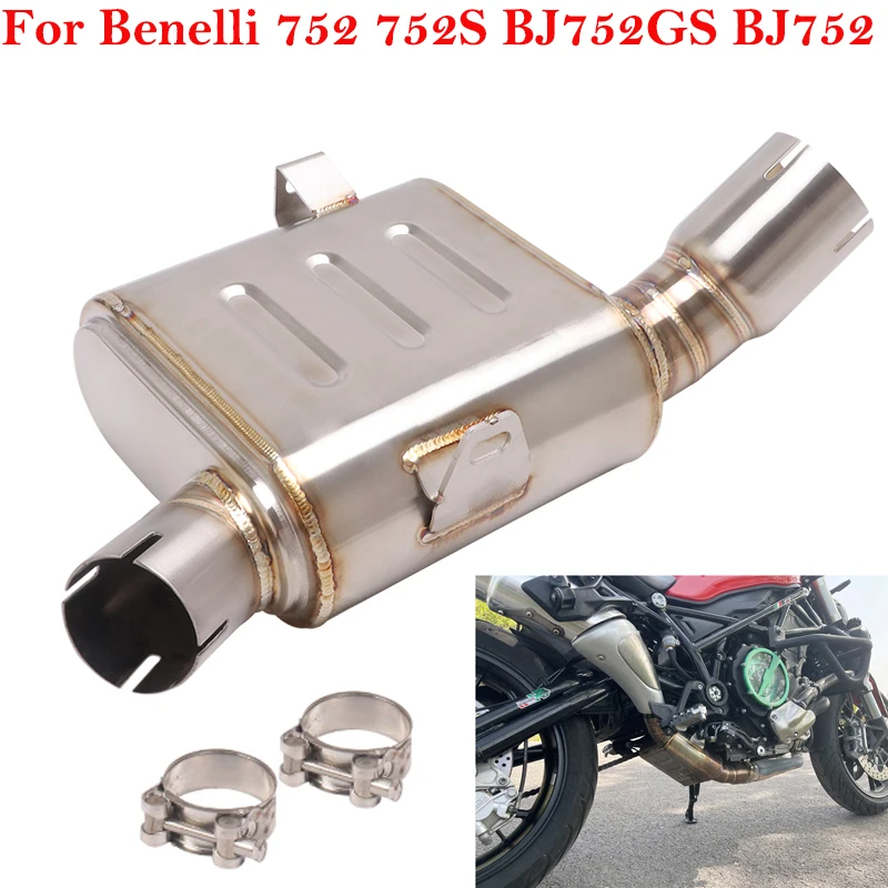 Slip On For Benelli 752S BJ752 BJ 752 GS 752GS Motorcycle Exhaust Escape System Middle Link Pipe Muffler Stainless Steel