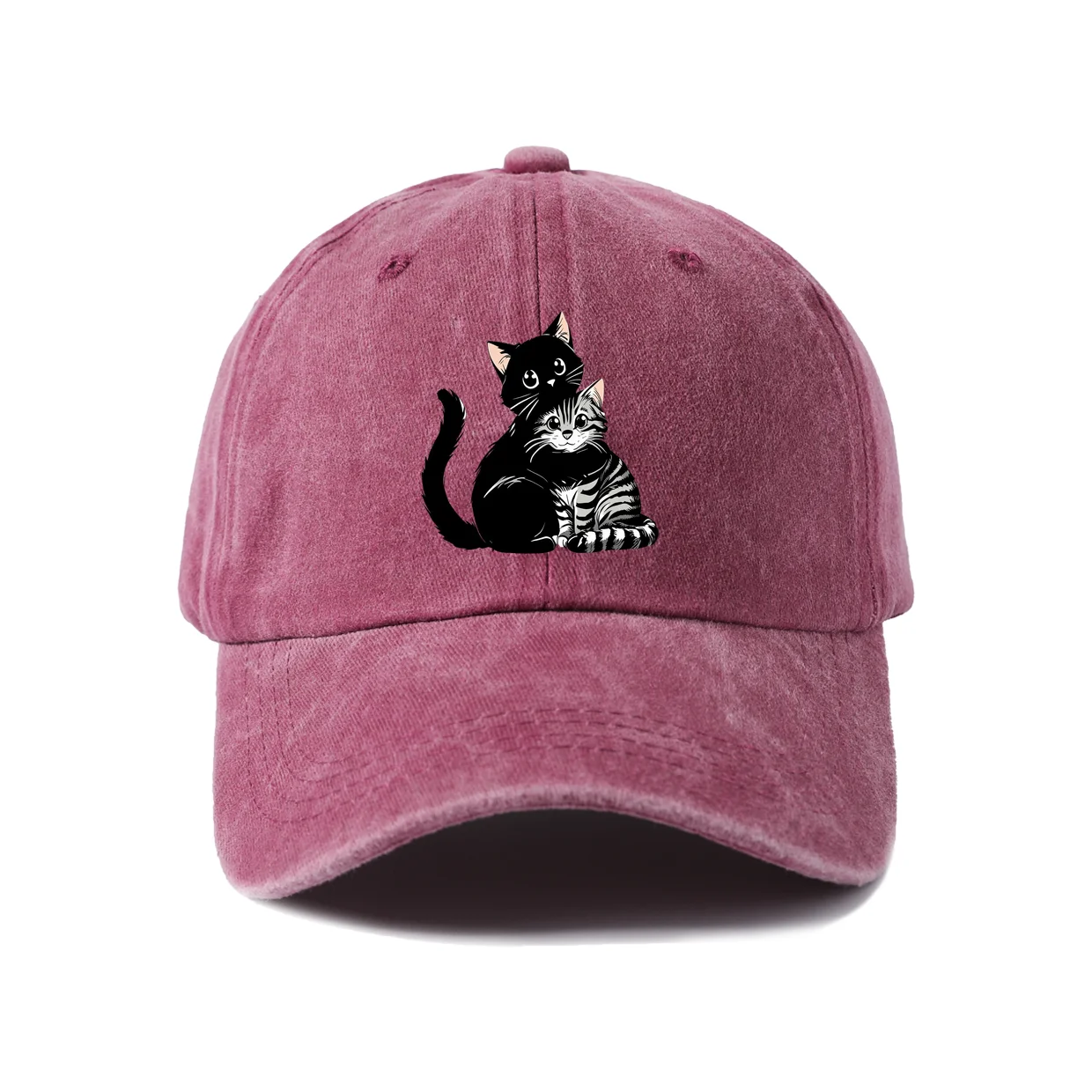 Retro Typography Graphic Baseball Cap, Vintage Washed Adjustable Unisex Dad Hat, Streetwear Gift