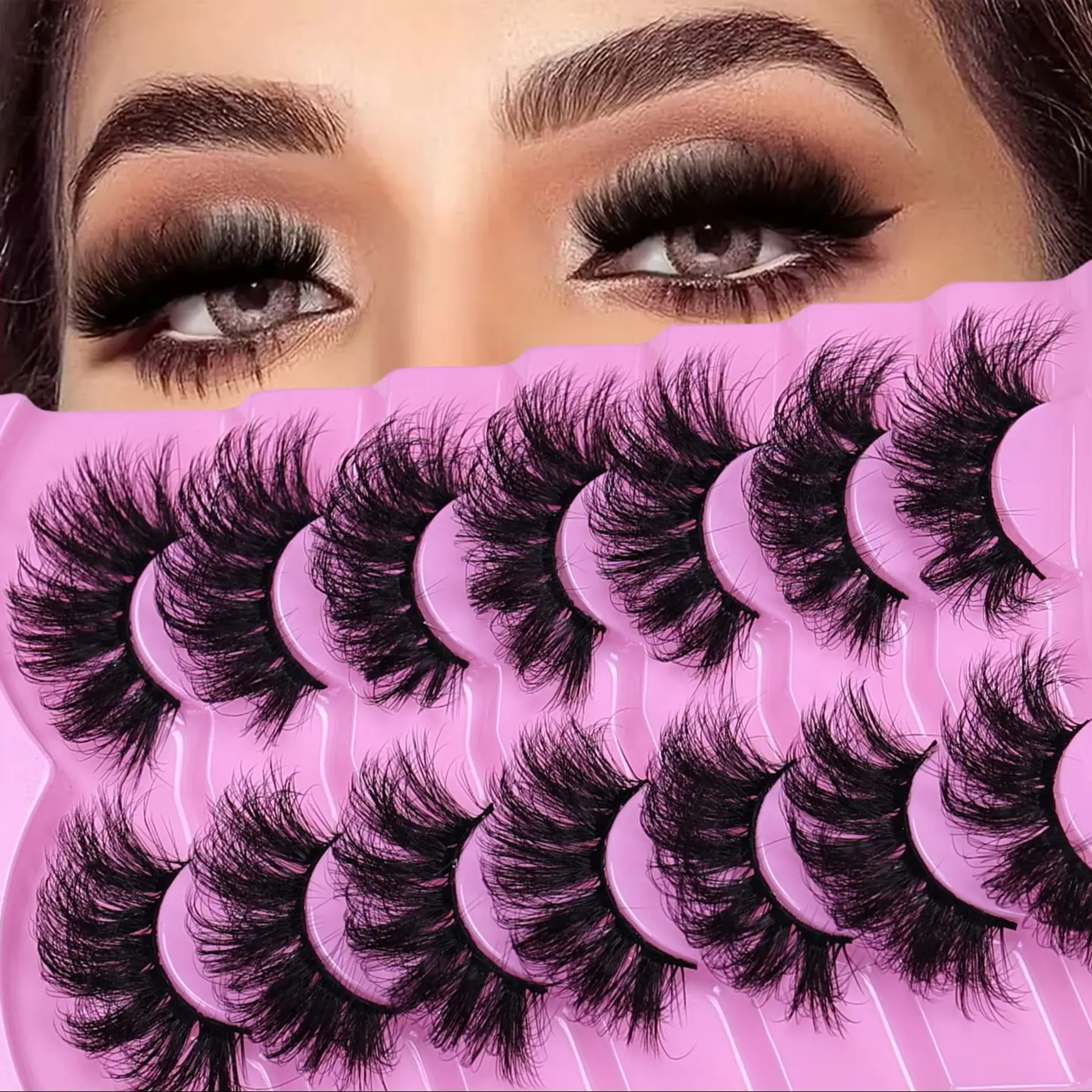 7 Paar flauschige, dicke, verlängerte künstliche Wimpern für das tägliche Party- und Urlaubsmake-up, natürlich aussehende künstliche Wimpern
