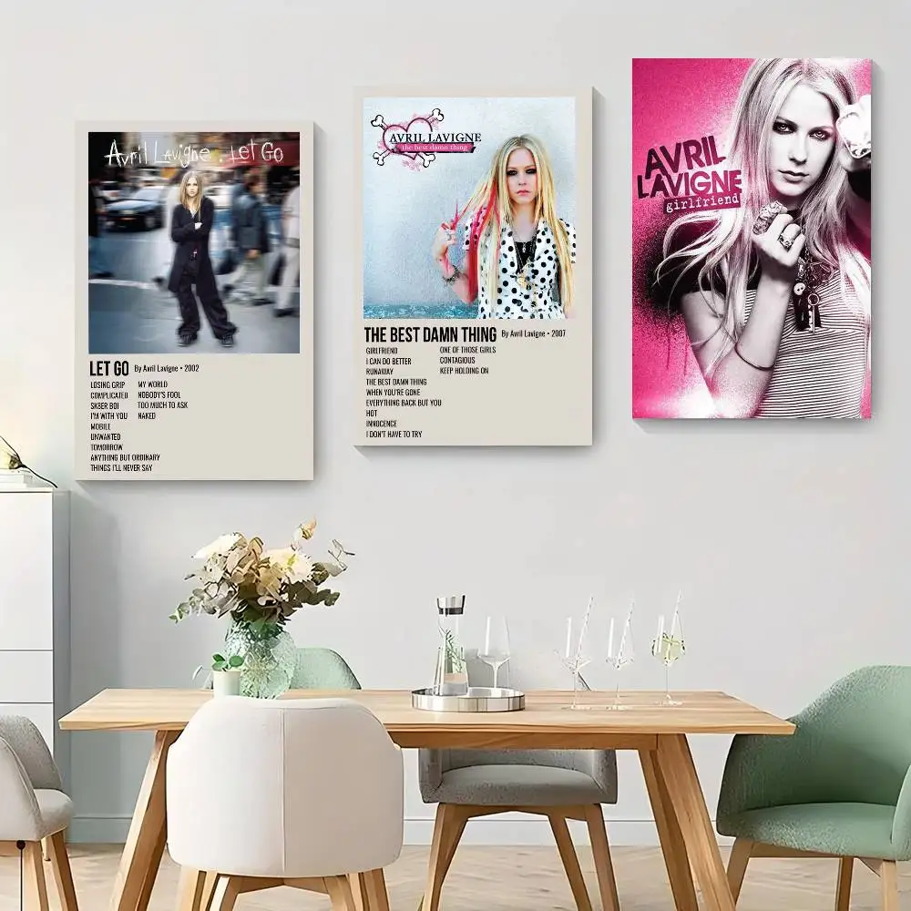 Singer A-Avrils Lavigne Album  Vintage Posters Sticky Whitepaper Prints Posters Artwork Posters Wall Stickers