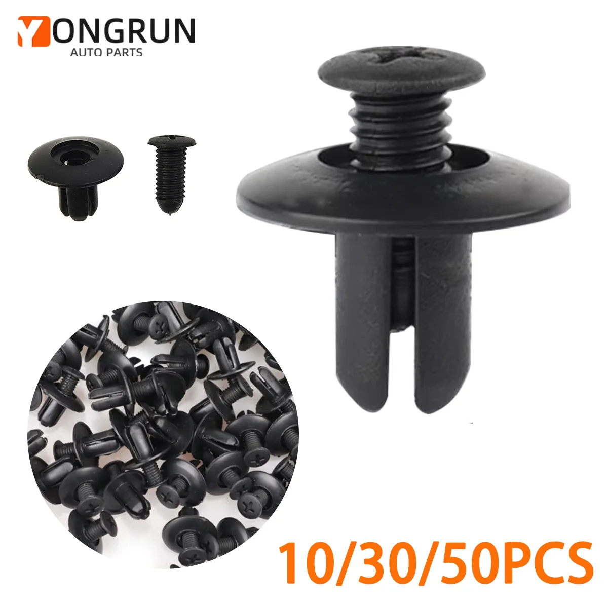 Car Fastener Clip 8mm Plastic Rivet Fastener Screw Car Bumper Mudguard Black Rivet Suitable For Toyota Focus Kia Nissan Yamaha