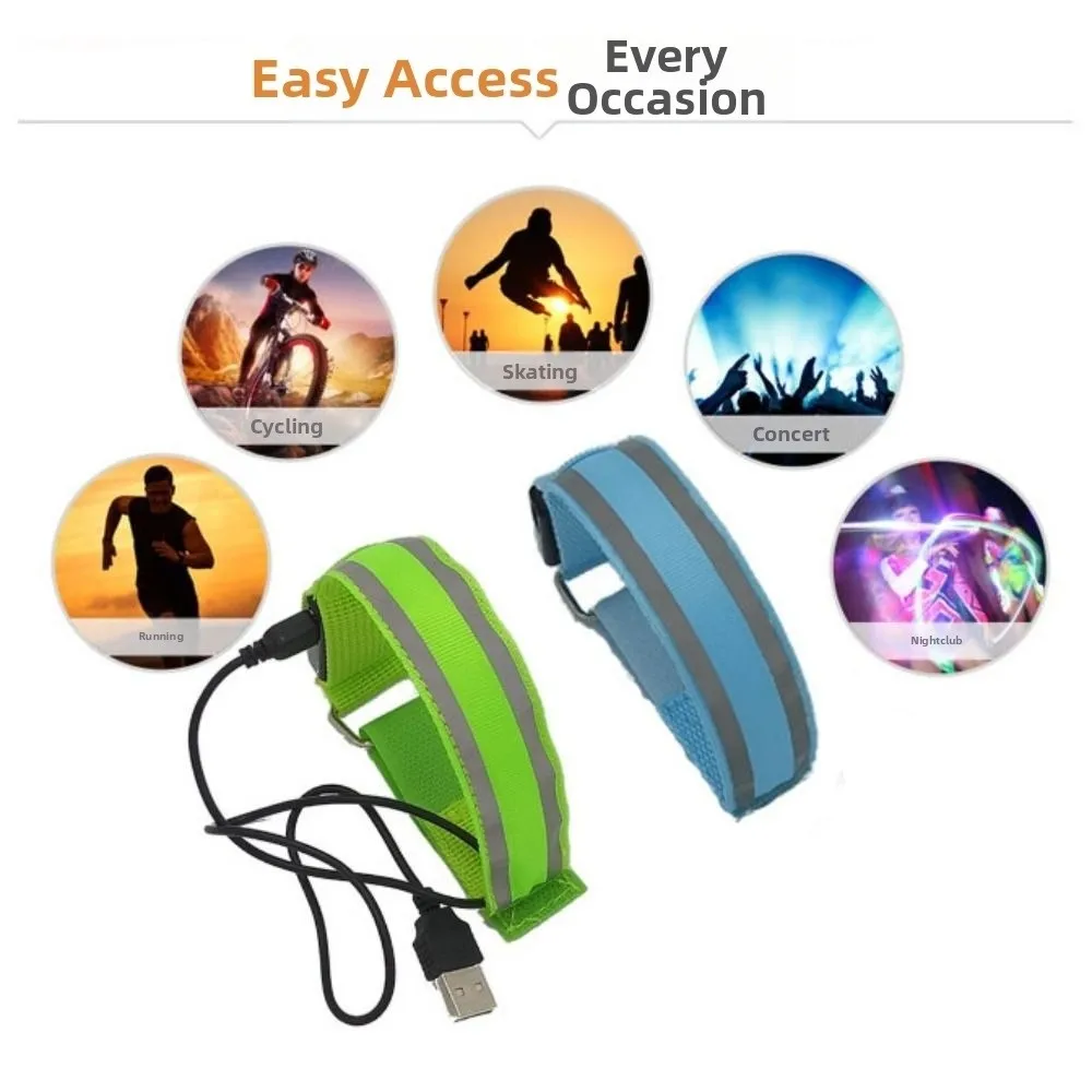 Safety LED Light Armband Portable Adjustable Luminous Arm Band Waterproof Rechargeable Night Reflective Armband Night Running