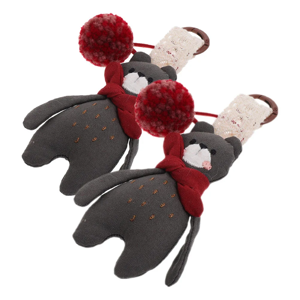 

2Pcs Car Keychain Cute Cartoon Fabric Key Rings Women Bag Accessories Charm for Backpack Purse Cute Bag Charms