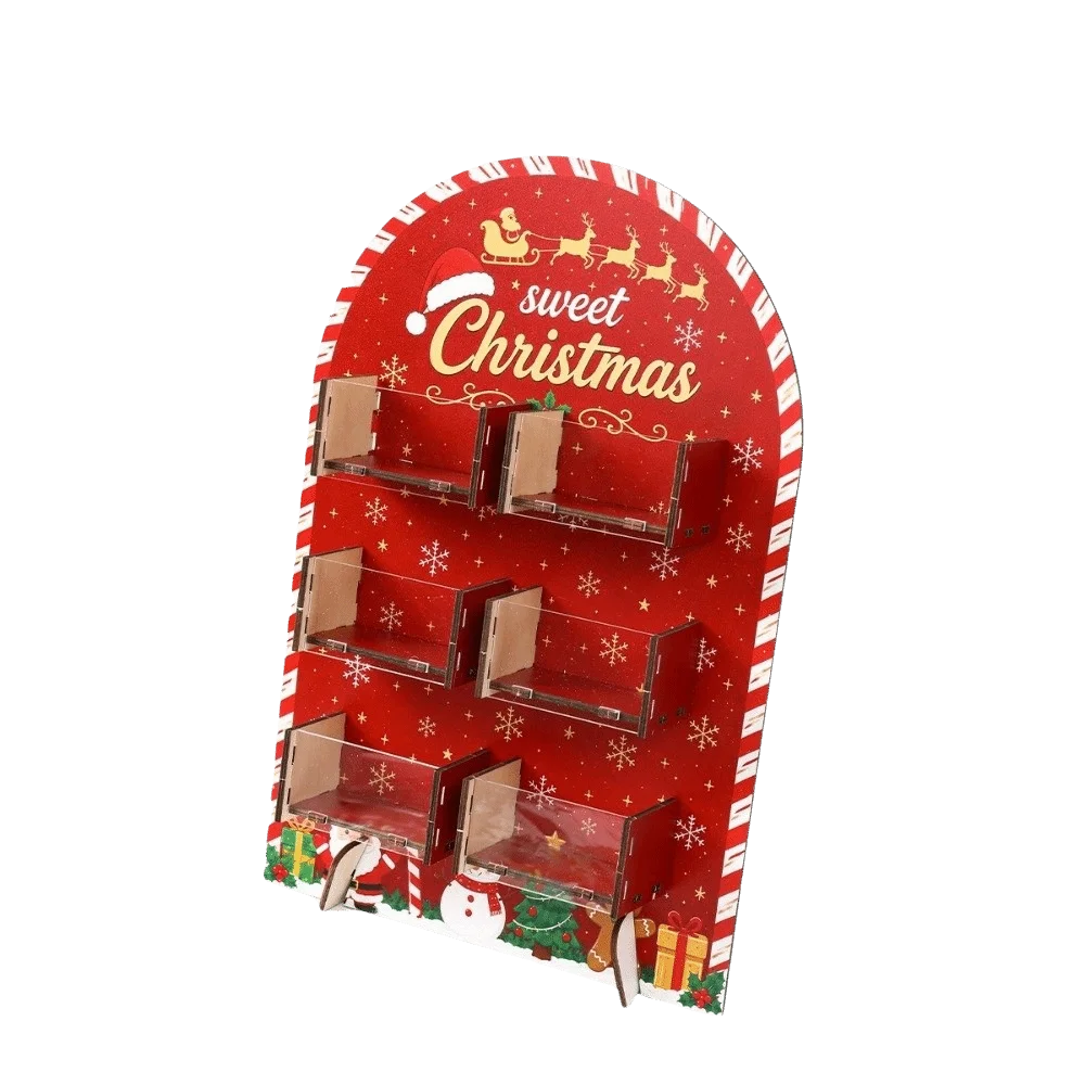 Xmas Tree Christmas Candy Display Rack Snowflake Wooden Storage Rack Santa Claus Decoration Dim Sum Display Tray New Year