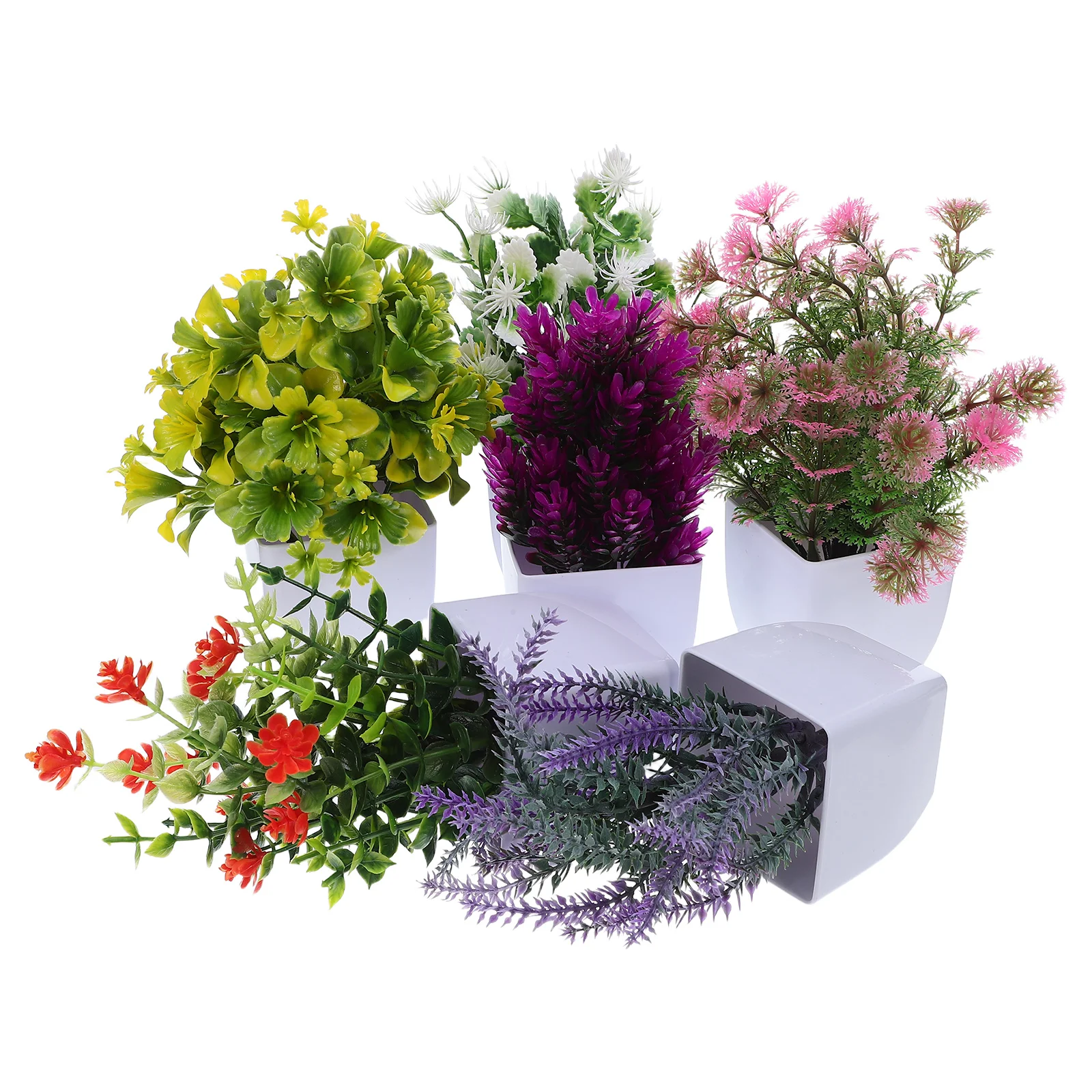 

6 Pcs Mini Simulation Potted Plant Artificial Plants for Decor Fake Flowers Vase Pots with Greenery Decoration Bonsai