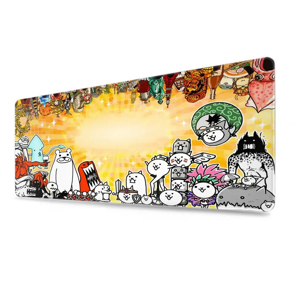 Rubber Mousepad Battle Cats Mouse Pads Gamer Cabinet Carpet Stitched Edge Computer Keyboard Mat Pc Extended Non-slip Deskmats