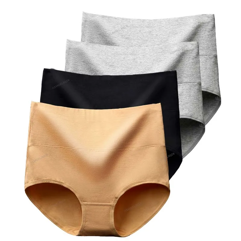 4 stks/partij Hoge Taille Ondergoed Katoenen Slipje Vrouwen Body Slim Abdominale Ondergoed Plus Size Meisjes Slips Vrouwelijke Lingerie Shaper